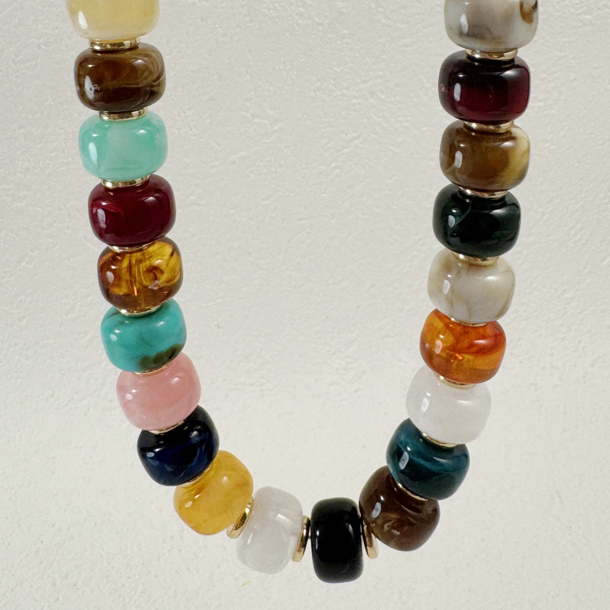 Women's Unique Geometric Flat Round Bead Splicing Necklace